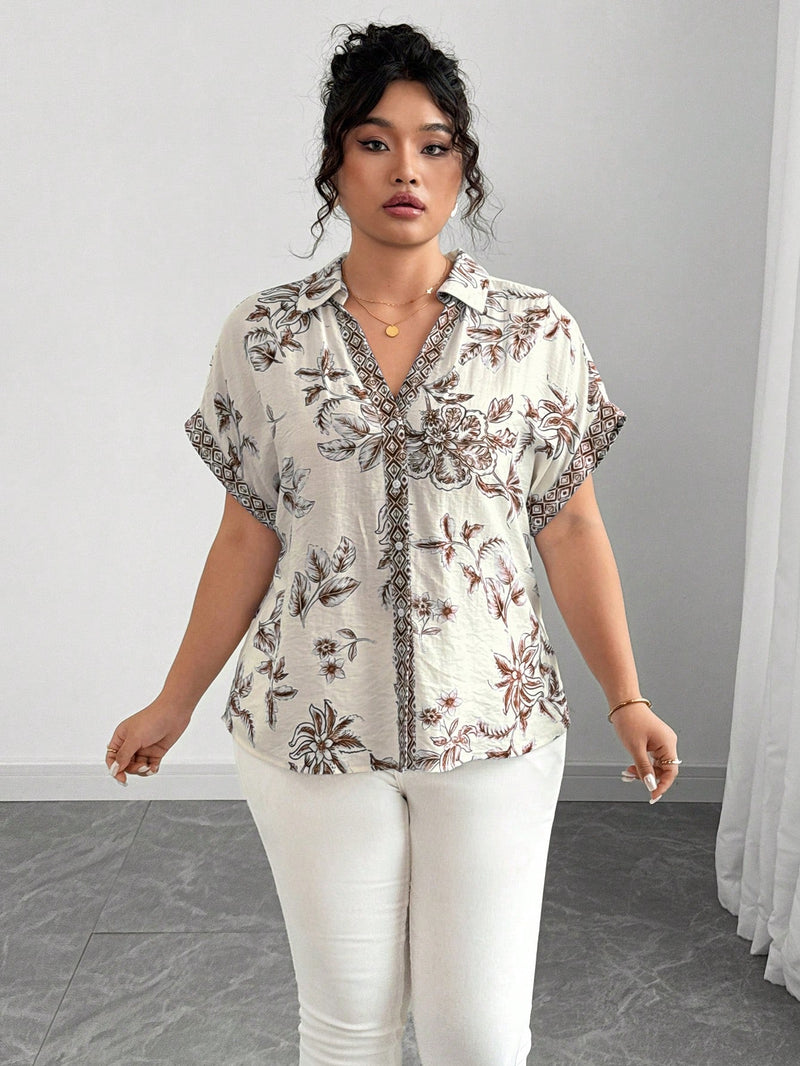 Blusa Feminina Solta Elegante Francesa Manga Caída - Kemilly. Plus Size
