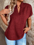 Blusa Feminina Com Gola V E Manga Morcego Janayna Plus Size