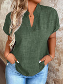 Blusa Feminina Com Gola V E Manga Morcego Janayna Plus Size