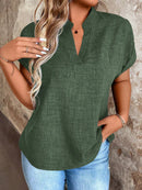 Blusa Feminina Com Gola V E Manga Morcego Janayna Plus Size