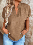 Blusa Feminina Com Gola V E Manga Morcego Janayna Plus Size