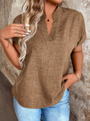 Blusa Feminina Com Gola V E Manga Morcego Janayna Plus Size