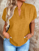 Blusa Feminina Com Gola V E Manga Morcego Janayna Plus Size