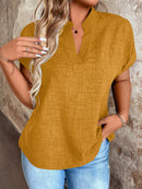 Blusa Feminina Com Gola V E Manga Morcego Janayna Plus Size