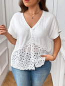 Blusa Feminina com Recorte em Renda - Dafne. Plus Size