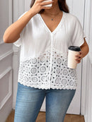 Blusa Feminina com Recorte em Renda - Dafne. Plus Size