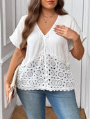 Blusa Feminina com Recorte em Renda - Dafne. Plus Size