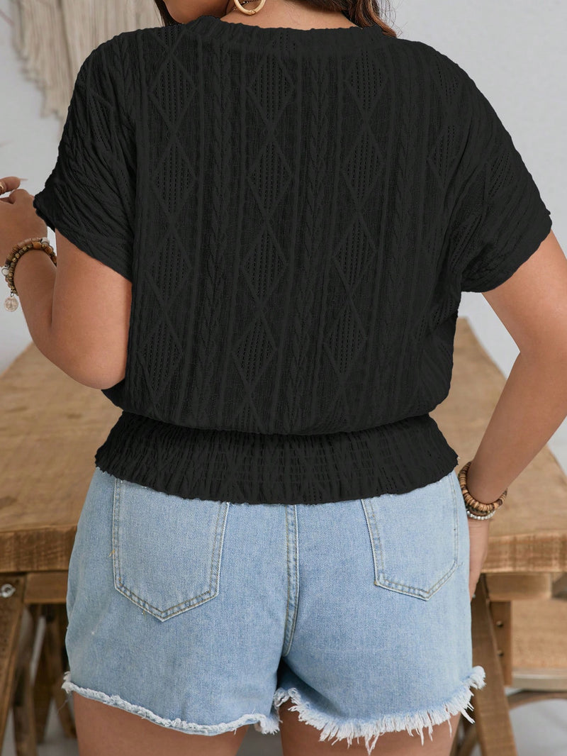 Blusa Feminina de Manga Morcego e Cintura Franzida - Delphine. Plus Size