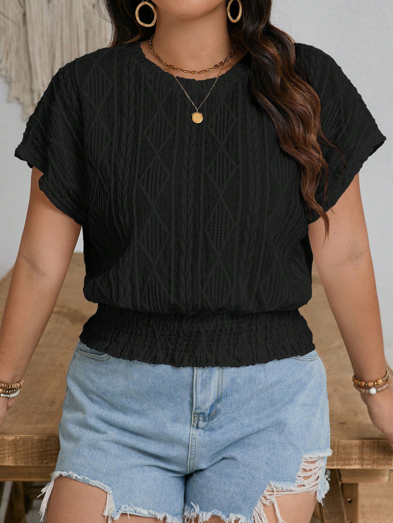 Blusa Feminina de Manga Morcego e Cintura Franzida - Delphine. Plus Size