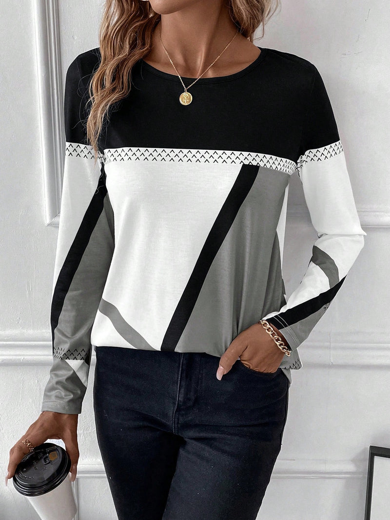 Blusa Feminina manga longa Quadro de Cores