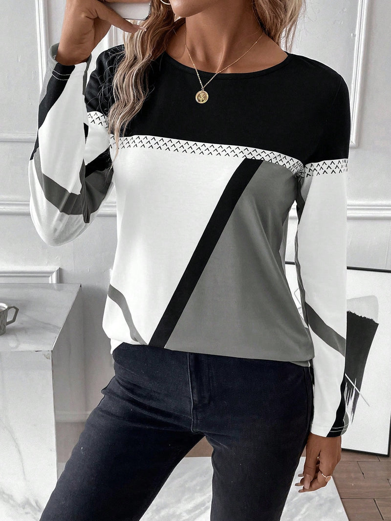 Blusa Feminina manga longa Quadro de Cores