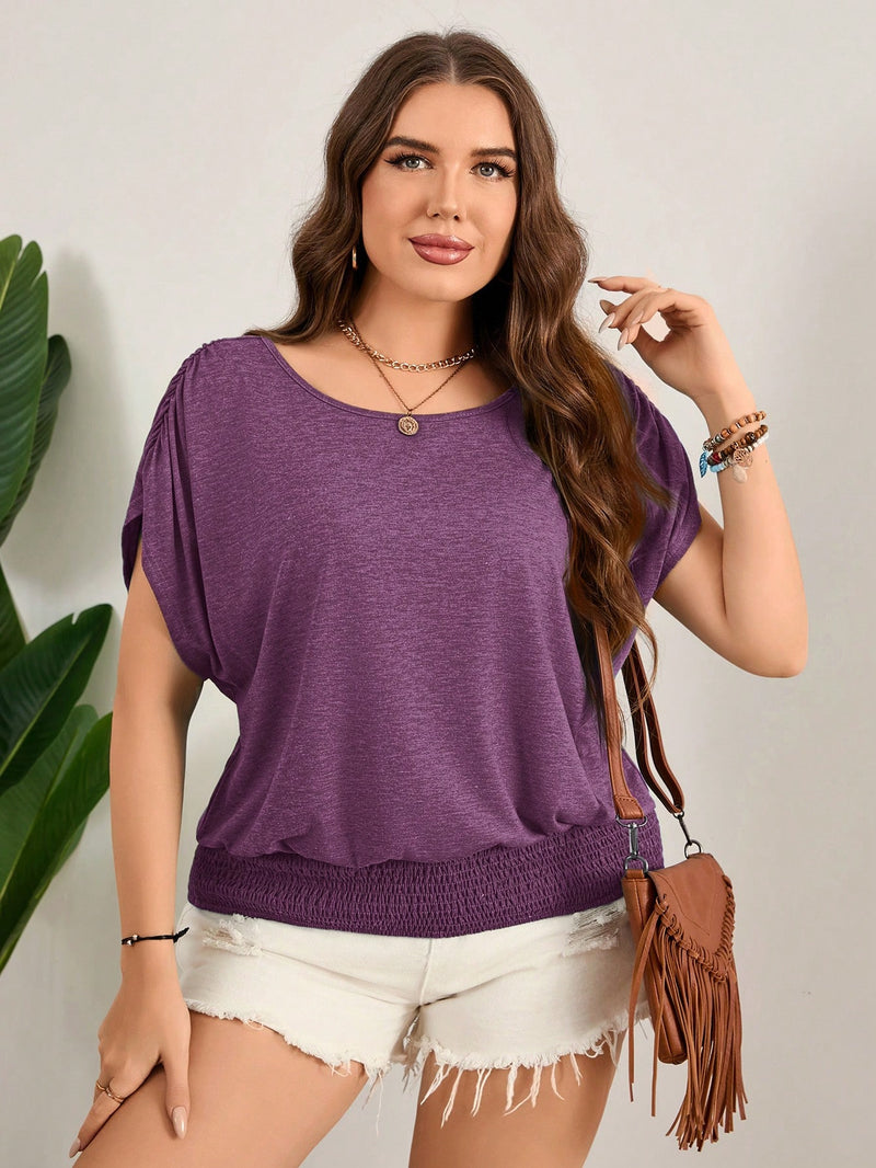 Blusa Feminina com Elástico na Barra e Mangas Soltas - Beatrice. Plus Size