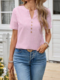 Blusa Feminina com Listras Elegantes e Decote em V - Bianca