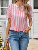 Blusa Feminina com Listras Elegantes e Decote em V - Bianca