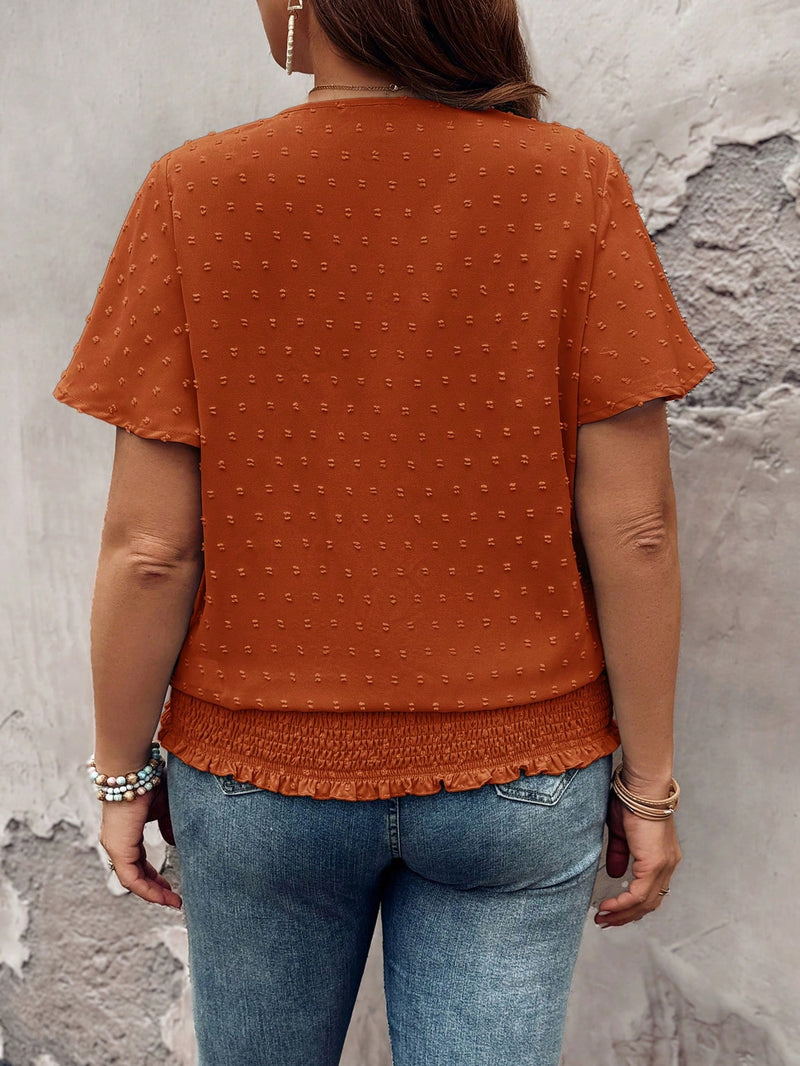 Blusa Feminina de Cintura com Elástico e Detalhe em Renda - Chiara. Plus Size