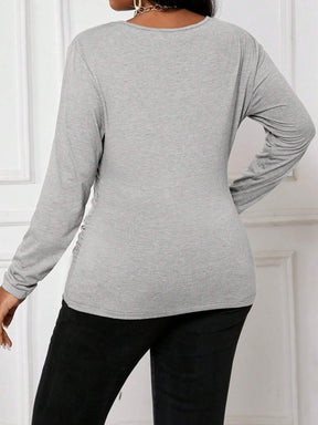 Blusa Feminina de Manga Longa com Franzido no Busto - Ayra. Plus Size