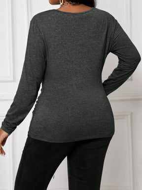 Blusa Feminina de Manga Longa com Franzido no Busto - Ayra. Plus Size