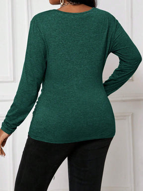 Blusa Feminina de Manga Longa com Franzido no Busto - Ayra. Plus Size