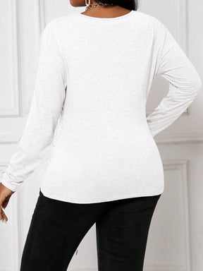 Blusa Feminina de Manga Longa com Franzido no Busto - Ayra. Plus Size