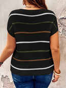 Blusa Feminino de Tricô com Listras Elegantes - Virnna. PLus Size