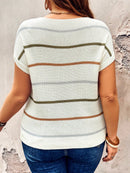 Blusa Feminino de Tricô com Listras Elegantes - Virnna. PLus Size