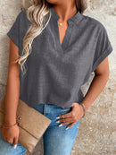 Blusa Feminina Com Gola V E Manga Morcego Janayna Plus Size