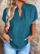 Blusa Feminina Com Gola V E Manga Morcego Janayna Plus Size