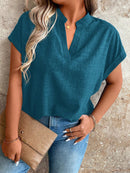 Blusa Feminina Com Gola V E Manga Morcego Janayna Plus Size