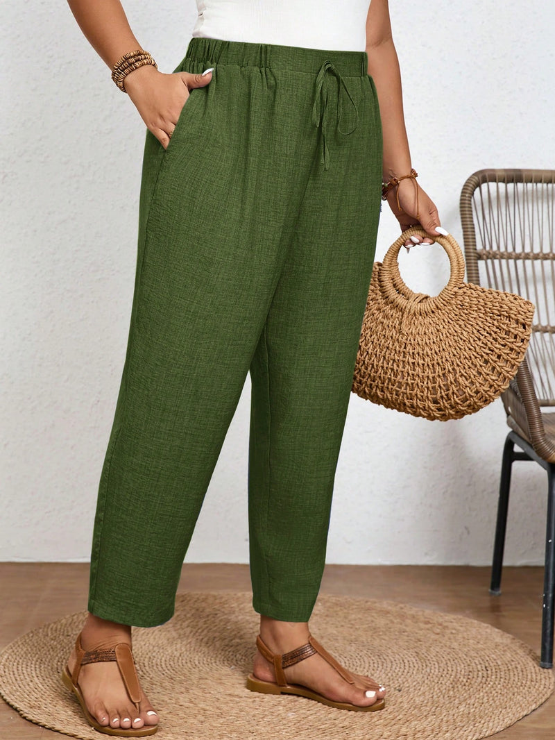 Calça Feminina Com Elastico Na Cintura Lídia Plus Size