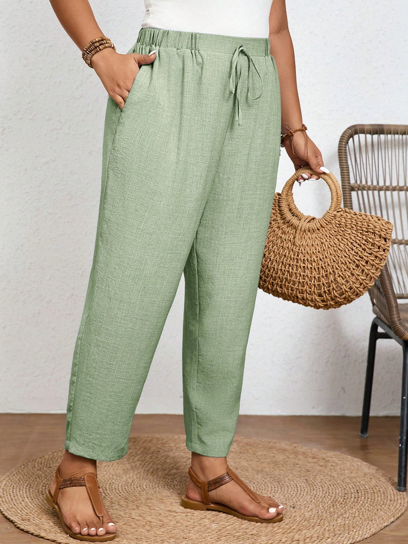 Calça Feminina Com Elastico Na Cintura Lídia Plus Size