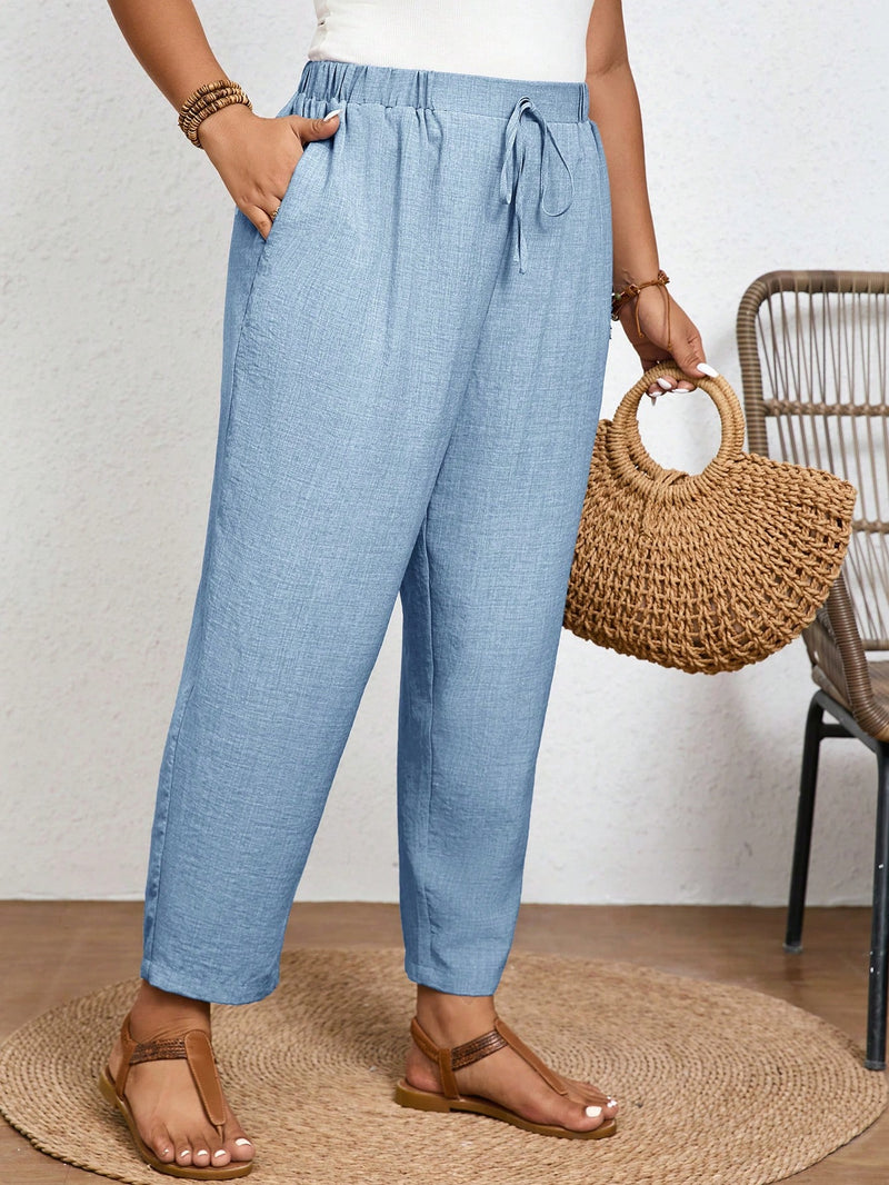 Calça Feminina Com Elastico Na Cintura Lídia Plus Size