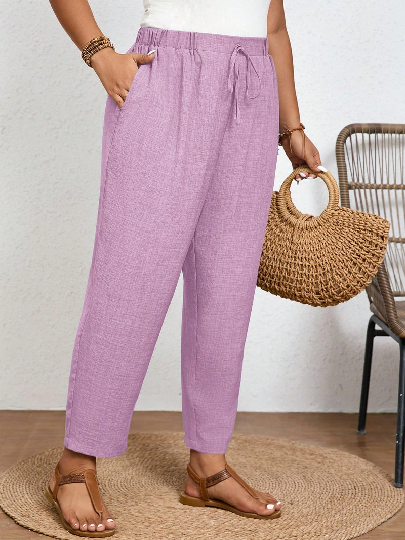 Calça Feminina Com Elastico Na Cintura Lídia Plus Size