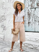 Camisa Feminina Xadrez com Decote Entalhe - Elane