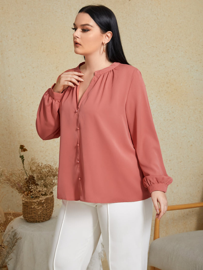 Camisa Feminina com botões e Manga Comprida Venezzia. Plus Size