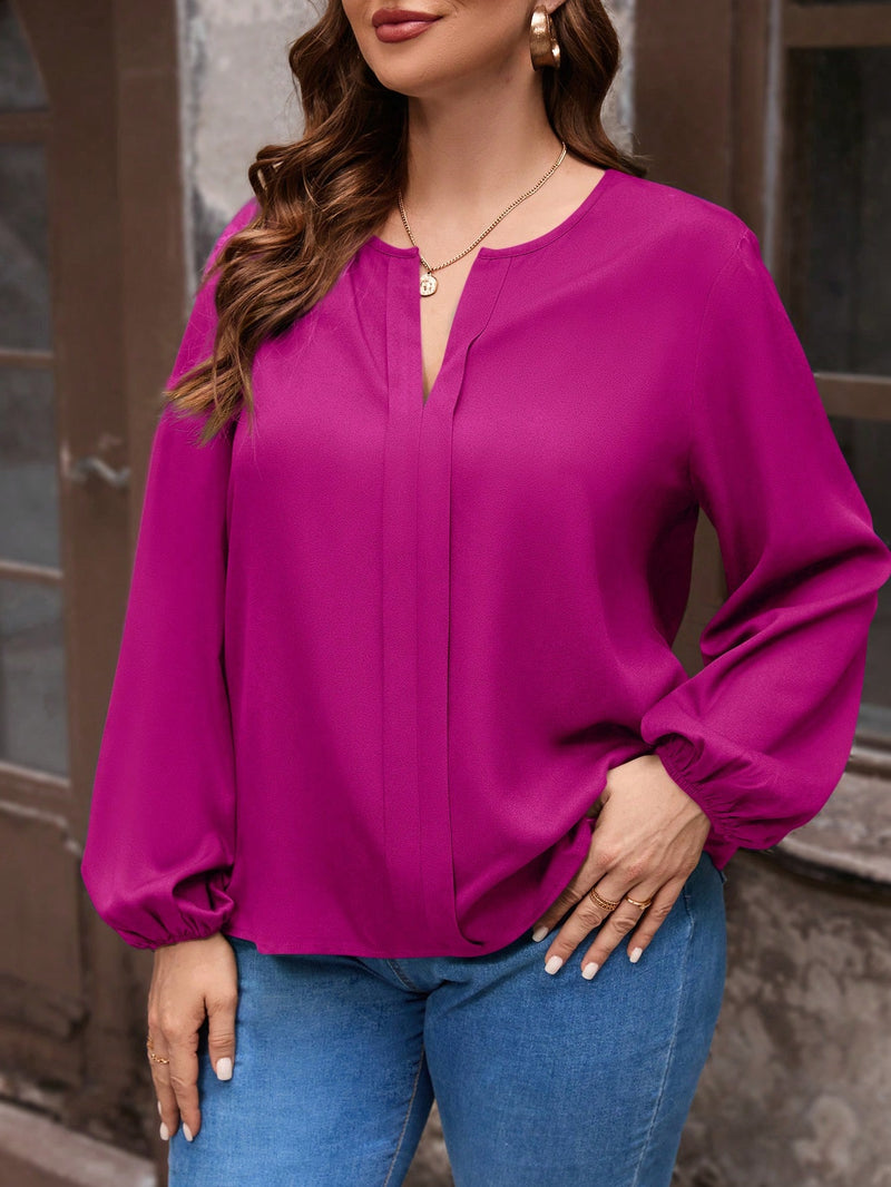 Camisa Feminina lisa manga longa Gracia. Plus Size