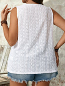 Camisa Regata Feminina com Recortes de Renda - Charlotte. Plus Size