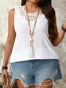 Camisa Regata Feminina com Recortes de Renda - Charlotte. Plus Size