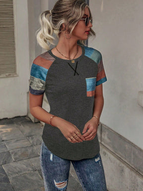 Camisa Feminina Estilo Casual com Detalhes em Blocos de Cor - Jaqueline