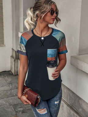 Camisa Feminina Estilo Casual com Detalhes em Blocos de Cor - Jaqueline