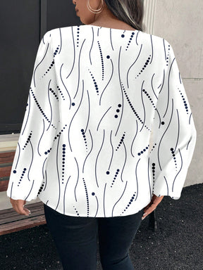 Camisa Feminina Gola Vazada e Estampa Pontilhada - Zafira. Plus Size
