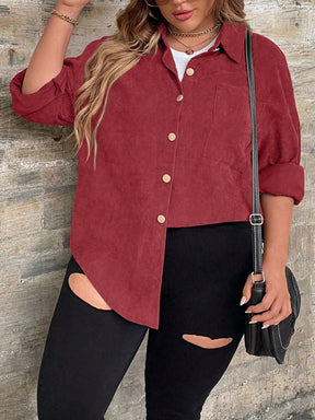 Camisa Feminina casual com botão frontal - Calyra. Plus Size