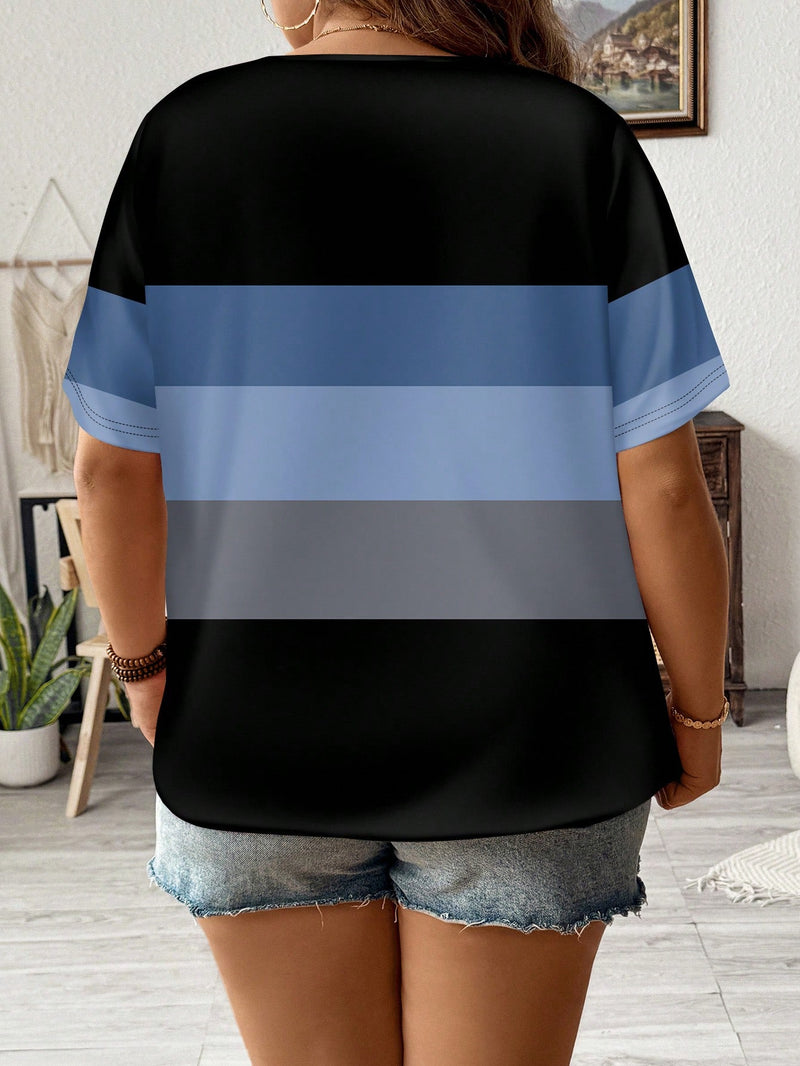 Camisa Feminina com Detalhe em Listras Verticais e Design Casual - Amélia. Plus Size