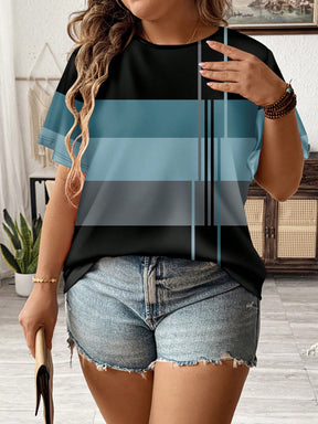 Camisa Feminina com Detalhe em Listras Verticais e Design Casual - Amélia. Plus Size