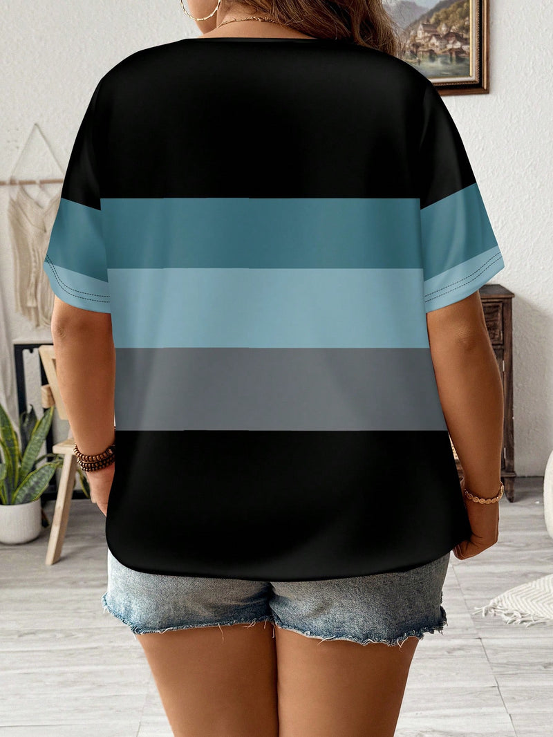 Camisa Feminina com Detalhe em Listras Verticais e Design Casual - Amélia. Plus Size