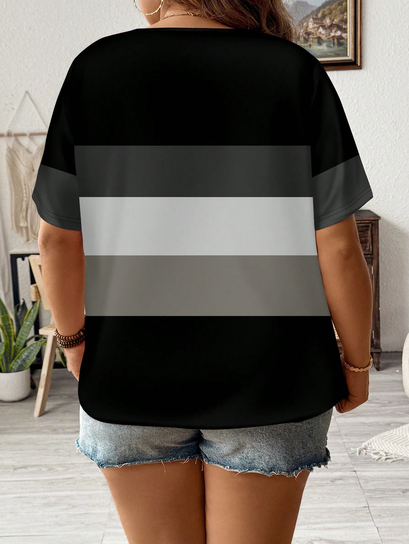 Camisa Feminina com Detalhe em Listras Verticais e Design Casual - Amélia. Plus Size