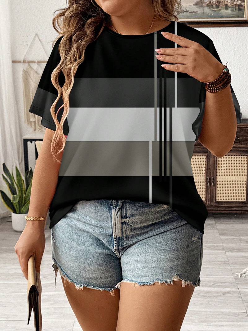Camisa Feminina com Detalhe em Listras Verticais e Design Casual - Amélia. Plus Size