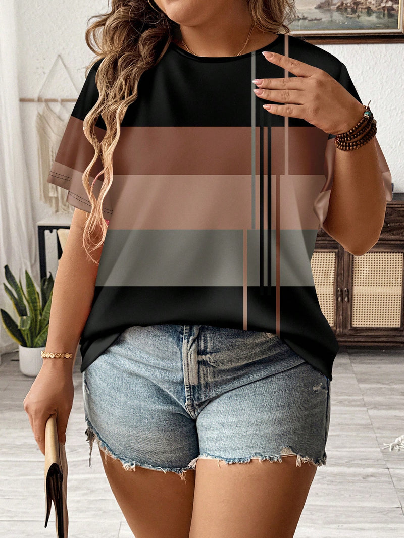 Camisa Feminina com Detalhe em Listras Verticais e Design Casual - Amélia. Plus Size