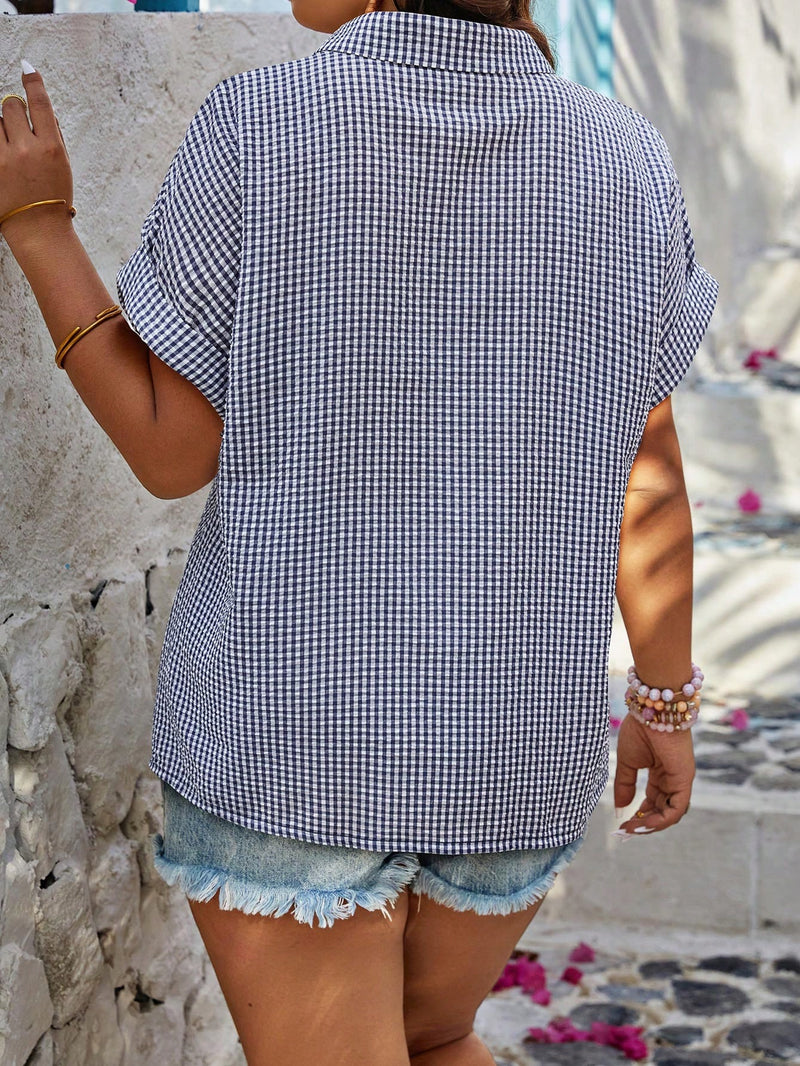 Camisa Feminina Manga Morcego E Botões Frontais Bianca Plus Size