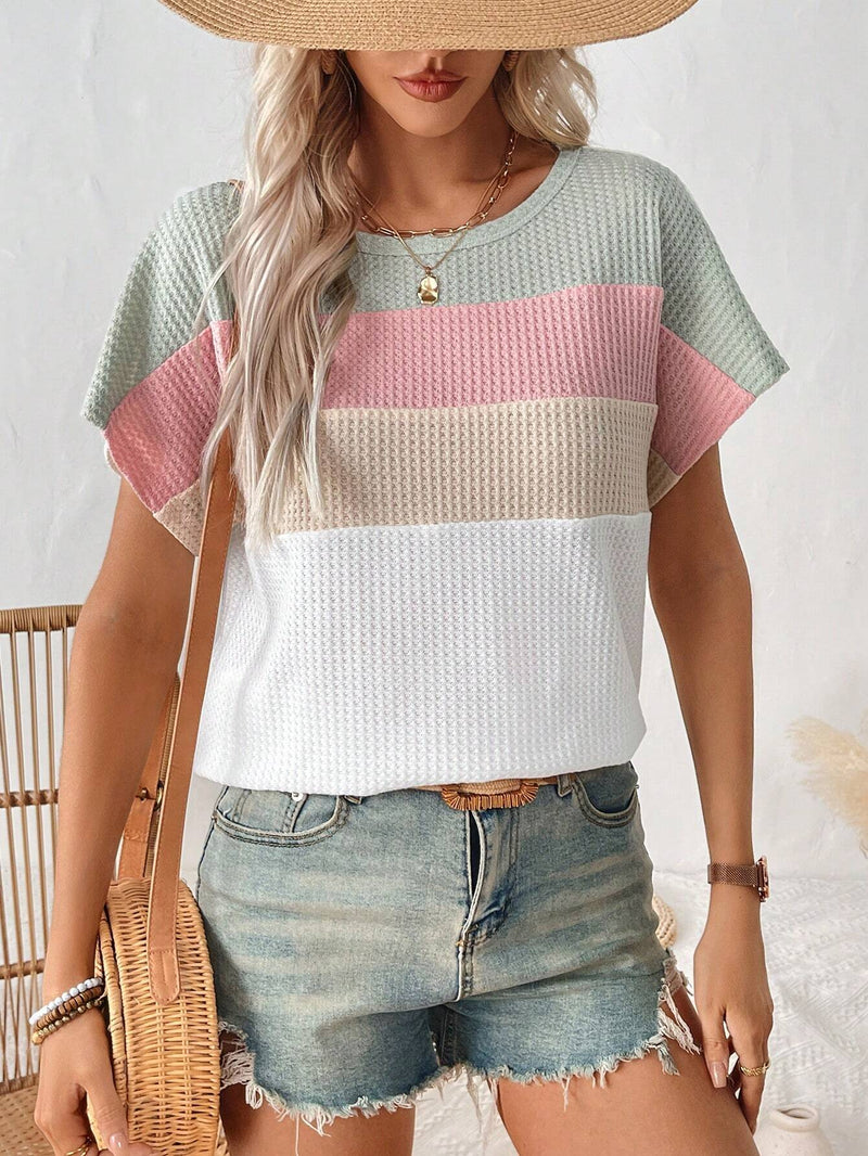 Camisa feminina com Bloco de Cores e Contraste Fresco - Camila