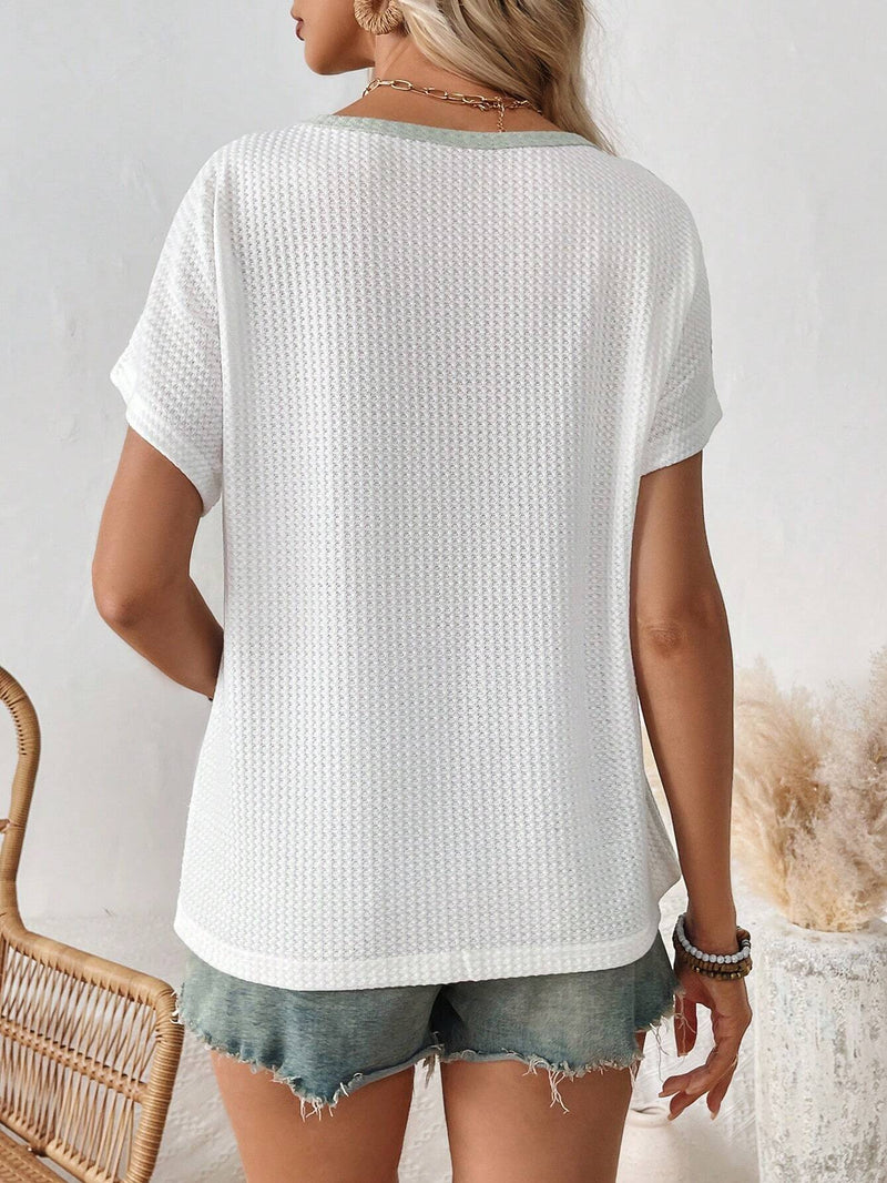 Camisa feminina com Bloco de Cores e Contraste Fresco - Camila